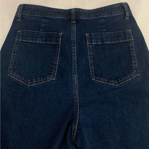 GAP Women High Rise Flare Wide-Leg Crop Jeans in Deep Blue, Sz 10. NWOT - Picture 6 of 12